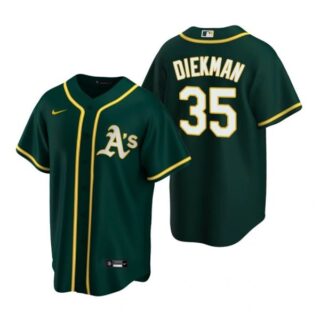 Men's #35 Jake Diekman Oakland Athletics Cool Base Jersey Green