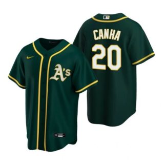 Men's #20 Mark Canha Oakland Athletics Cool Base Jersey Green