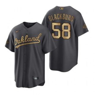 Men's Cool Base Paul Blackburn Oakland Athletics 2022 MLB All-Star Game Charcoal Black Stitched Jersey