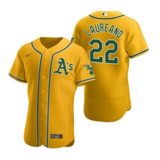 Men's #22 Ramon Laureano Oakland Athletics Flex Base Jersey Gold