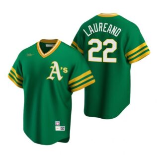 Men's #22 Ramon Laureano Oakland Athletics Cool Base Jersey Green Cooperstown