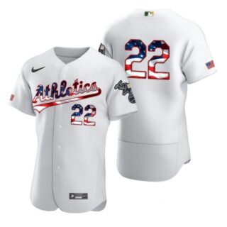 Men's #22 Ramon Laureano Oakland Athletics Flex Base Jersey White Stars