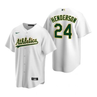 Men's #24 Rickey Henderson Oakland Athletics Cool Base Jersey White
