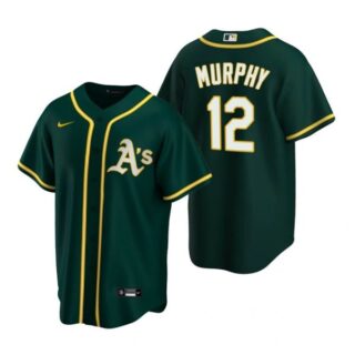 Men's #12 Sean Murphy Oakland Athletics Cool Base Jersey Green