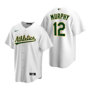 Men's #12 Sean Murphy Oakland Athletics Cool Base Jersey White
