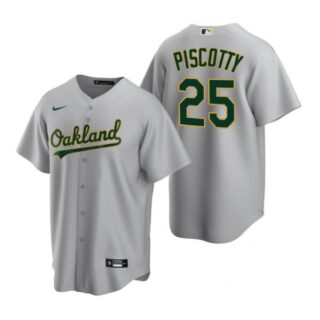Men's #25 Stephen Piscotty Oakland Athletics Cool Base Jersey Gray