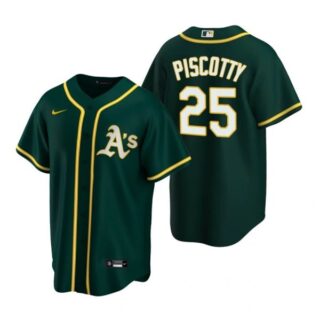 Men's #25 Stephen Piscotty Oakland Athletics Cool Base Jersey Green