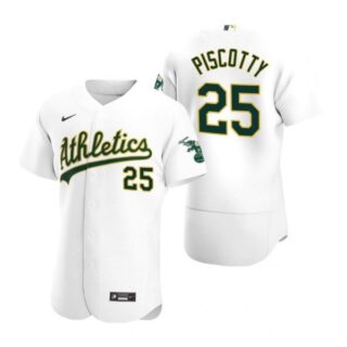 Men's #25 Stephen Piscotty Oakland Athletics Flex Base Jersey White