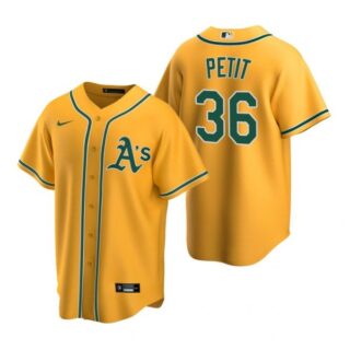 Men's #36 Yusmeiro Petit Oakland Athletics Cool Base Jersey Gold