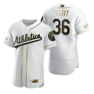 Men's #36 Yusmeiro Petit Oakland Athletics Flex Base Jersey White Golden