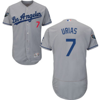 odgers #7 Julio Urias Grey Flexbase Authentic Collection 2018 World Series Stitched MLB Jersey