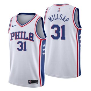 Men's Philadelphia 76ers Paul Millsap 2022 Trade Stitched Jersey - White Association