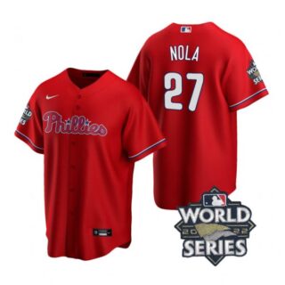 Youth Philadelphia Phillies Aaron Nola 2022 World Series Red Stitched Jersey