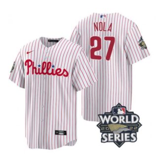 Youth Philadelphia Phillies Aaron Nola 2022 World Series White Stitched Jersey