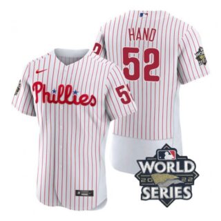 Men's Philadelphia Phillies Brad Hand 2022 World Series Stitched Jersey White