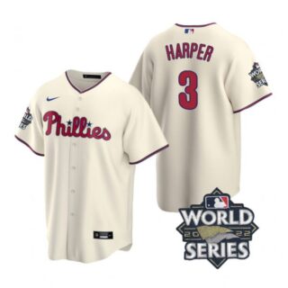 Youth Philadelphia Phillies Bryce Harper 2022 World Series Cream Stitched Jersey