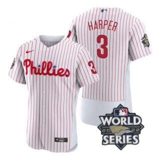 Men's Philadelphia Phillies Bryce Harper 2022 World Series Stitched Jersey White
