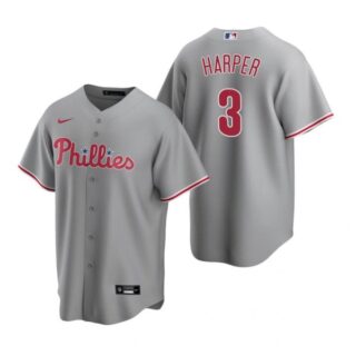 Men's #3 Bryce Harper Philadelphia Phillies Cool Base Jersey Gray