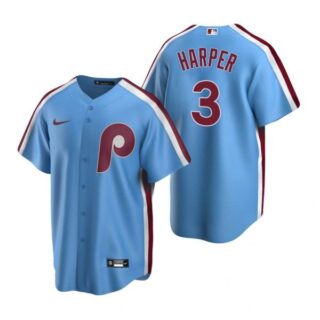 Men's #3 Bryce Harper Philadelphia Phillies Cool Base Jersey Light Blue