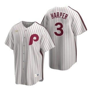 Men's #3 Bryce Harper Philadelphia Phillies Cool Base Jersey White Cooperstown