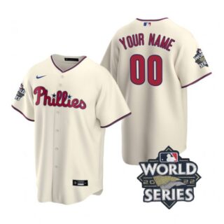 Men's Philadelphia Phillies Custom 2022 World Series Cream Stitched Jersey