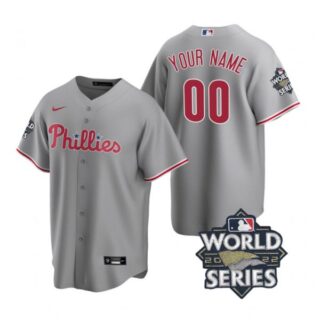 Men's Philadelphia Phillies Custom 2022 World Series Gray Stitched Jersey