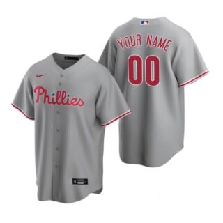 Men's Custom Philadelphia Phillies Cool Base Jersey Gray