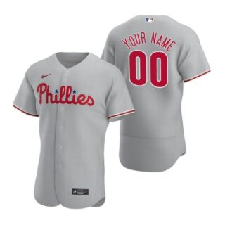 Men's Custom Philadelphia Phillies Flex Base Jersey Gray