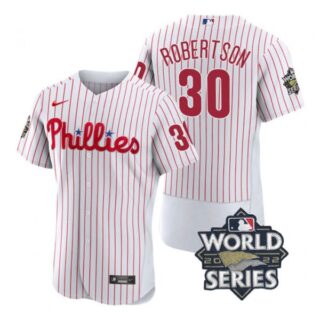Men's Philadelphia Phillies David Robertson 2022 World Series Stitched Jersey White