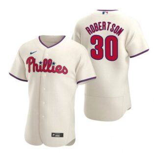 Men's #30 David Robertson Philadelphia Phillies Flex Base Jersey Cream