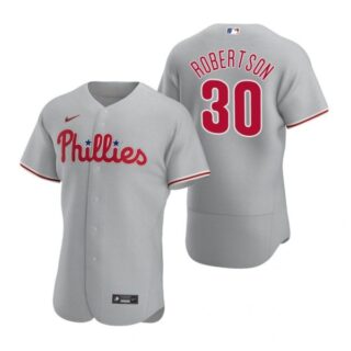 Men's #30 David Robertson Philadelphia Phillies Flex Base Jersey Gray