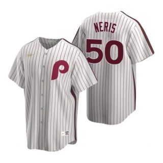 Men's #50 Hector Neris Philadelphia Phillies Cool Base Jersey White Cooperstown