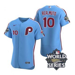Men's Philadelphia Phillies J.T. Realmuto 2022 World Series Stitched Jersey Light Blue