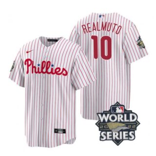 Men's Philadelphia Phillies J.T. Realmuto 2022 World Series White Stitched Jersey