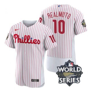 Men's Philadelphia Phillies J.T. Realmuto 2022 World Series Stitched Jersey White
