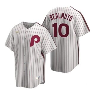 Men's #10 J.T. Realmuto Philadelphia Phillies Cool Base Jersey White Cooperstown