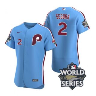 Men's Philadelphia Phillies Jean Segura 2022 World Series Stitched Jersey Light Blue