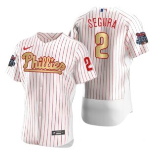 Men's #2 Jean Segura Philadelphia Phillies Flex Base Jersey White Gold WS