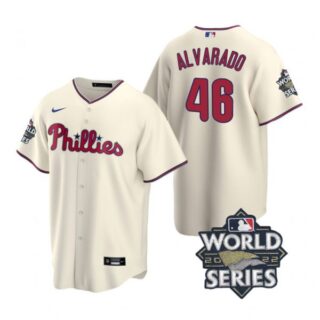 Youth Philadelphia Phillies Jose Alvarado 2022 World Series Cream Stitched Jersey
