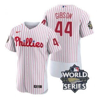 Men's Philadelphia Phillies Kyle Gibson 2022 World Series Stitched Jersey White