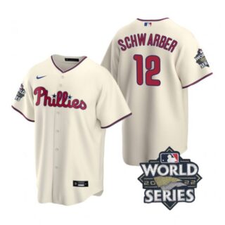 Youth Philadelphia Phillies Kyle Schwarber 2022 World Series Cream Stitched Jersey