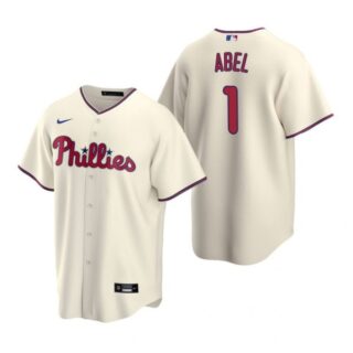 Men's #1 Mick Abel Philadelphia Phillies Cool Base Jersey Cream