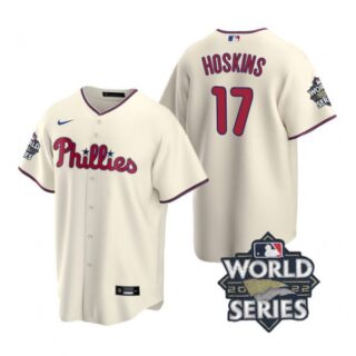 Youth Philadelphia Phillies Rhys Hoskins 2022 World Series Cream Stitched Jersey
