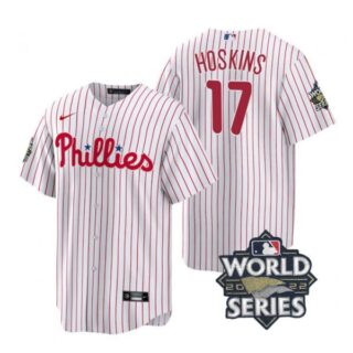 Youth Philadelphia Phillies Rhys Hoskins 2022 World Series White Stitched Jersey