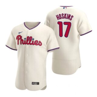 Men's #17 Rhys Hoskins Philadelphia Phillies Flex Base Jersey Cream