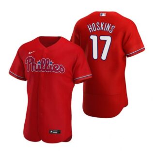 Men's #17 Rhys Hoskins Philadelphia Phillies Flex Base Jersey Red