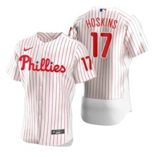 Men's #17 Rhys Hoskins Philadelphia Phillies Flex Base Jersey White