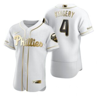 Men's #4 Scott Kingery Philadelphia Phillies Flex Base Jersey White Golden