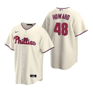 Men's #48 Spencer Howard Philadelphia Phillies Cool Base Jersey Cream