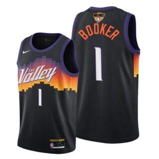 Men's #1 Devin Booker Phoenix Suns 2021 NBA Finals Jersey Black City Editon